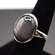 ZEI 004 SS Black Moonstone 15mm x 18mm Oval Cab Bezel-Set Ring, sz. 7