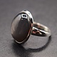 ZEI 004 SS Black Moonstone 15mm x 18mm Oval Cab Bezel-Set Ring, sz. 7