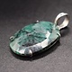 SAF 006 SS Emerald Faceted 19x27mm Oval Rose Cut Prong Set Pendant