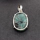 SAF 006 SS Emerald Faceted 19x27mm Oval Rose Cut Prong Set Pendant