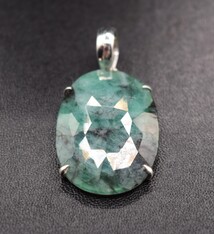 SAF 006 SS Emerald 19x27mm Oval Pendant