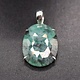 SAF 006 SS Emerald Faceted 19x27mm Oval Rose Cut Prong Set Pendant