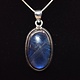 BLB 066 SS Labradorite 15x26mm Oval Cabochon Bezel Set Pendant With Box Chain Necklace, 18"