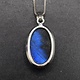BLB 066 SS Labradorite 15x26mm Oval Cabochon Bezel Set Pendant With Box Chain Necklace, 18"