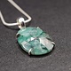 SAF 006 SS Emerald Faceted 19x27mm Oval Rose Cut Prong Set Pendant