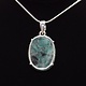 SAF 006 SS Emerald Faceted 19x27mm Oval Rose Cut Prong Set Pendant