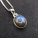 SAF 006 SS Labradorite 6x8mm Oval Pendant With Box Chain Necklace, 18"