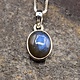 SAF 006 SS Labradorite 6x8mm Oval Pendant With Box Chain Necklace, 18"
