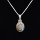 SAF 006 SS Labradorite 6x8mm Oval Pendant With Box Chain Necklace, 18"