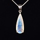 VIT 005 SS Rainbow Moonstone 11x27mm Faceted Teardrop Shaped Pendant With 18" Box Chain