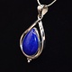 SAF 006 SS Lapis Lazuli Pear 20x19mm Cabochon Bezel-Set in Floating Frame Pendant