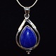 SAF 006 SS Lapis Lazuli Pear 20x19mm Cabochon Bezel-Set in Floating Frame Pendant