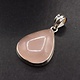 BLB 066 SS Rose Quartz 23x28mm Pear-Shaped Cabochon Bezel Set Pendant
