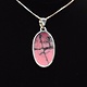 SS Rhodonite Oval 26x15mm Open Back Bezel Set Pendant With Box Chain Necklace, 18"
