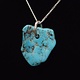 SS Turquoise Nugget 25x23mm Drilled w/Silver bail and 18" Gourmette Chain Necklace