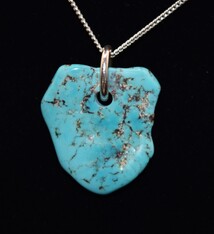 Turquoise Nugget 25x23mm Drilled with 18" Gourmette Chain