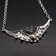 GDS 035 SS Bat with Open Wings (51mm Wingspan) 3mm Rolo Chain Necklace, 18" Adjustable chain