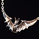 GDS 035 SS Bat with Open Wings (51mm Wingspan) 3mm Rolo Chain Necklace, 18" Adjustable chain