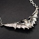 GDS 035 SS Bat with Open Wings (51mm Wingspan) 3mm Rolo Chain Necklace, 18" Adjustable chain