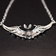 GDS 035 SS Bat with Open Wings (51mm Wingspan) 3mm Rolo Chain Necklace, 18" Adjustable chain