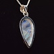 VIT 005 SS Rainbow Moonstone 24mm Pear Cab Bezel Set Necklace 18"