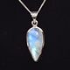 VIT 005 SS Rainbow Moonstone 24mm Pear Cab Bezel Set Necklace 18"