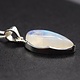 VIT 005 SS Rainbow Moonstone 24mm Pear Cab Bezel Set Necklace 18"
