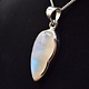 VIT 005 SS Rainbow Moonstone 24mm Pear Cab Bezel Set Necklace 18"