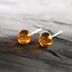 SS Amber Round Drilled Sphere 7mm Stud Earrings