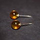SS Amber Round Drilled Sphere 7mm Stud Earrings