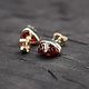 SS Garnet 10mm Freefrom Stud Earrings