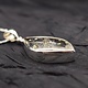 STB 001 SS Quartz + Pyrite Crystal Inclusions 17x33mm Flame Shaped Bezel Set Pendant With Hinged Bail