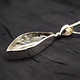 STB 001 SS Quartz + Pyrite Crystal Inclusions 17x33mm Flame Shaped Bezel Set Pendant With Hinged Bail