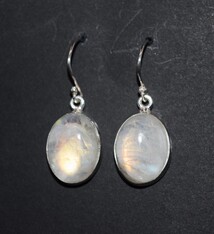 BLB 066 Moonstone 16mm Oval Dangle earrings