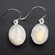 BLB 066 SS Rainbow Moonstone 13x16mm Oval Cabochon Bezel Set Dangle earrings