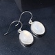BLB 066 SS Rainbow Moonstone 13x16mm Oval Cabochon Bezel Set Dangle earrings