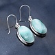 BLB 066 SS Hemimorphite 22mm Oval Bezel Set Dangle Earrings