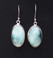 BLB 066 Hemimorphite 22mm Oval Dangle Earrings