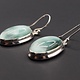 BLB 066 SS Hemimorphite 22mm Oval Bezel Set Dangle Earrings