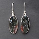 SS Moss Agate Oval Cabochon 13x27mm Bezel Set Dangle Earrings