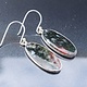SS Moss Agate Oval Cabochon 13x27mm Bezel Set Dangle Earrings