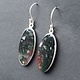 SS Moss Agate Oval Cabochon 13x27mm Bezel Set Dangle Earrings
