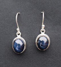 GXF Enhanced Blue Star Sapphire 10mm Round Dangle Earrings