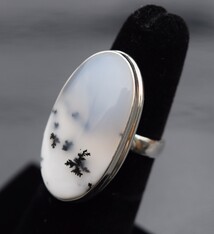 Dendritic Agate 27mm Oval Ring Size 5