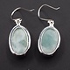 BLB 066 SS Hemimorphite 22mm Oval Bezel Set Dangle Earrings