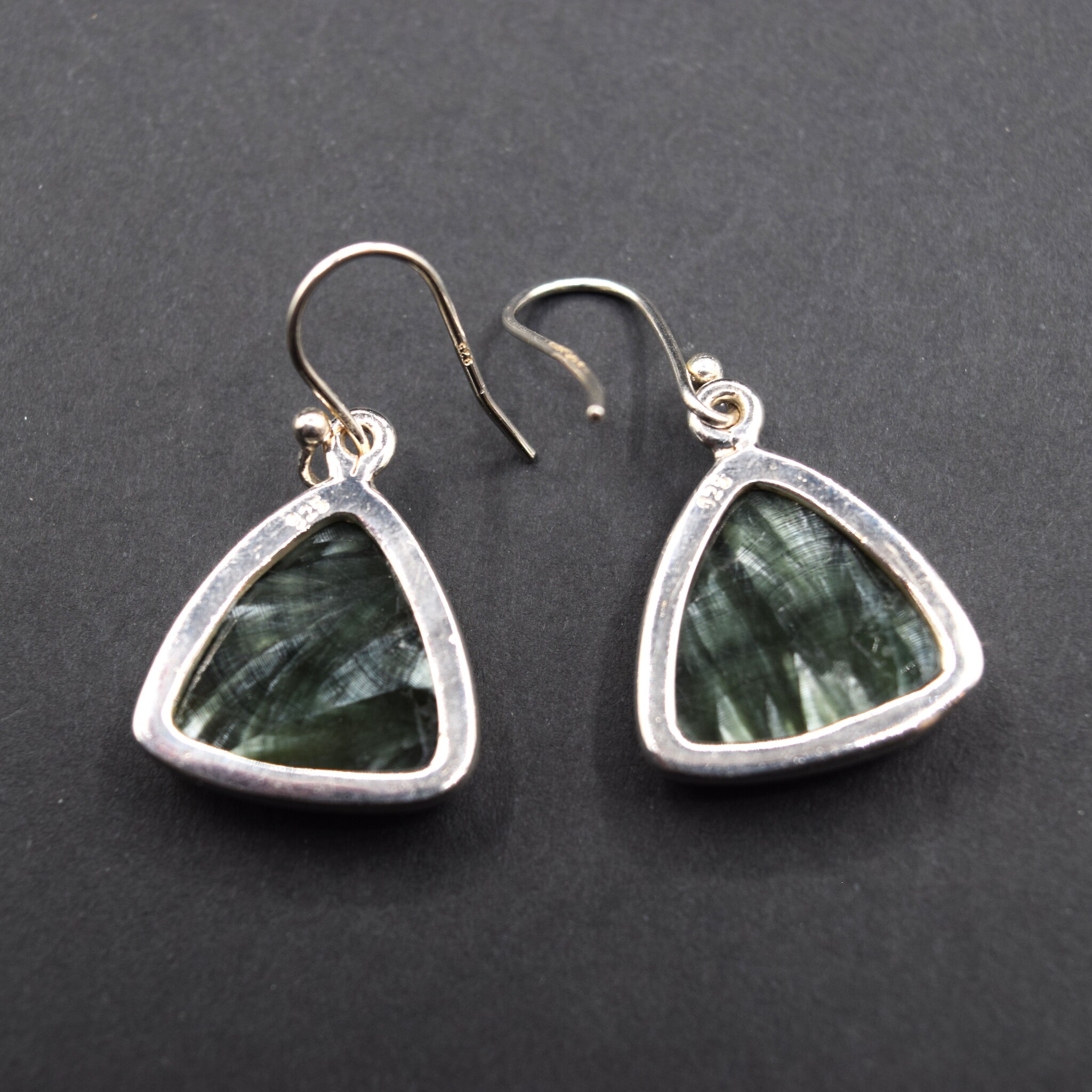 PJB SS Seraphinite 15mm Triangular Dangle Earrings