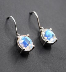 SS Aura Quartz 11mm Oval Dangle Earrings