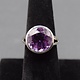 SAF 006 SS Amethyst 15mm Round Bezel Set Ring Size 7