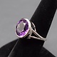SAF 006 SS Amethyst 15mm Round Bezel Set Ring Size 7
