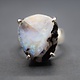 VIT 005 SS Rainbow Moonstone 16mm Freeform 4-Prong Set Ring Size 7.5